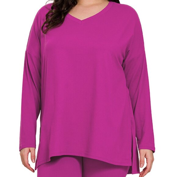 V-Neck Long-Sleeve Loungewear Leggings Set - Picture 4 of 4